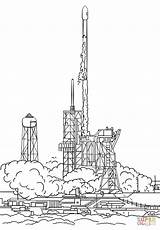 Coloring Falcon Spacex Launch Pages Space Ses Astronomy Drawing Rocket Printable Supercoloring sketch template