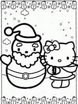 Coloring Kitty Pages Christmas Hello Snowman Santa Pdf Print sketch template