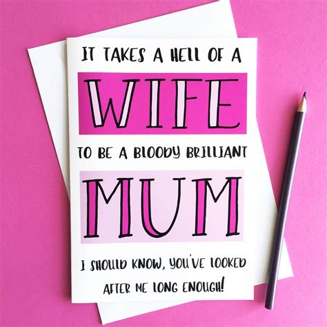funny mothers day  card  wife    witty