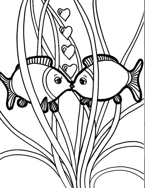 kissing fish kissing fish  water plant coloring pages