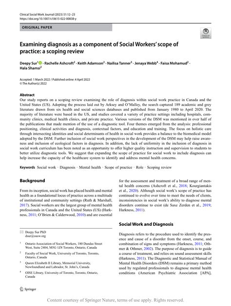 examining diagnosis   component  social workers scope