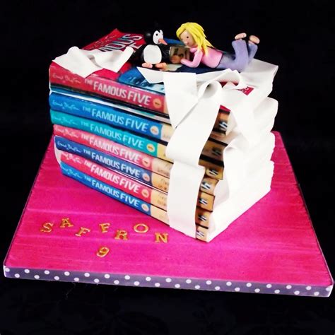 stackoffamousfivebooksbirthdaycake book themed party themed