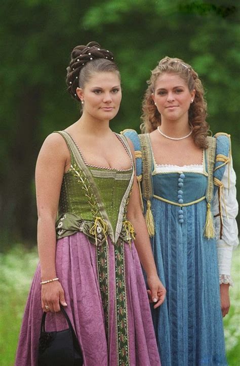 The Swedish Princess Victoria And Madeleine In Medieval Costumes