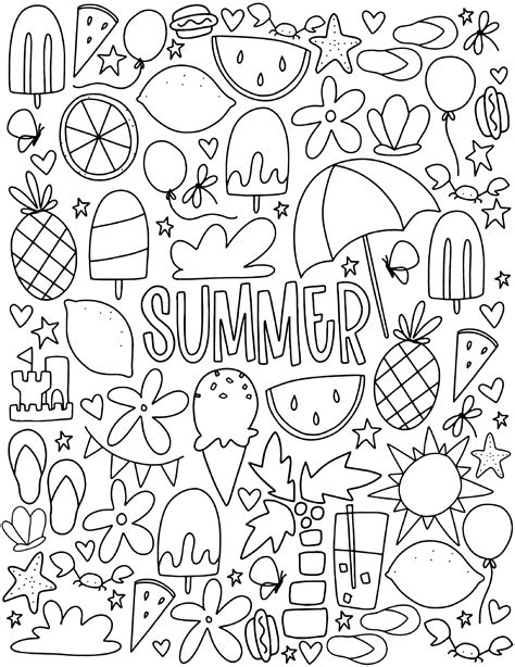 hard  color detailed summer coloring pages  adults print color craft