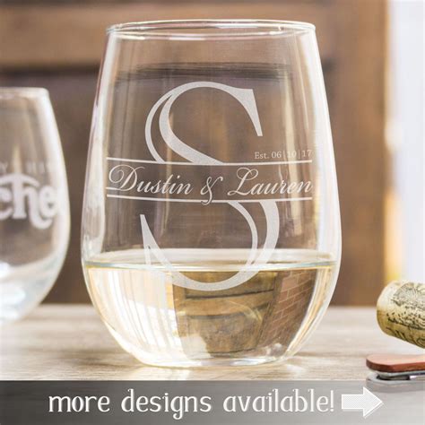 monogram wine glass anniversary ts for women 5th etched wine glass