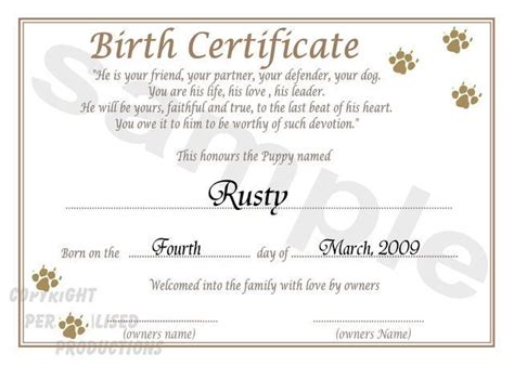 pin birth certificate  dogs  pinterest birth certificate