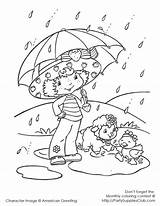 Coloring Strawberry Shortcake Pages Vintage Rain Raining Spring Rainy Library Clipart Printable Color sketch template