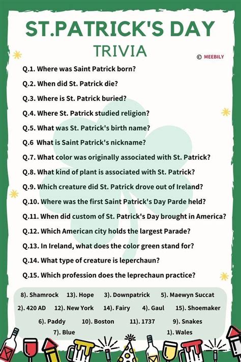 questions  answers   curiosities  st patrick day trivia