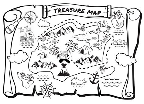printable treasure map coloring page  calendar printable