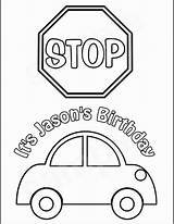 Stop Sign Coloring Pages Traffic Car Light Printable Template Kids sketch template