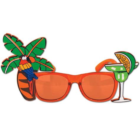 palm tree parrot fanci frame glasses party  lewis elegant party supplies plastic