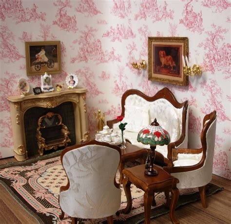 amandas decorated victorian parlorliving room dollhouse miniature furniture