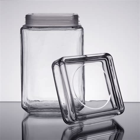 Anchor Hocking 85588r 1 5 Qt Clear Stackable Square Glass Jar 4 Case