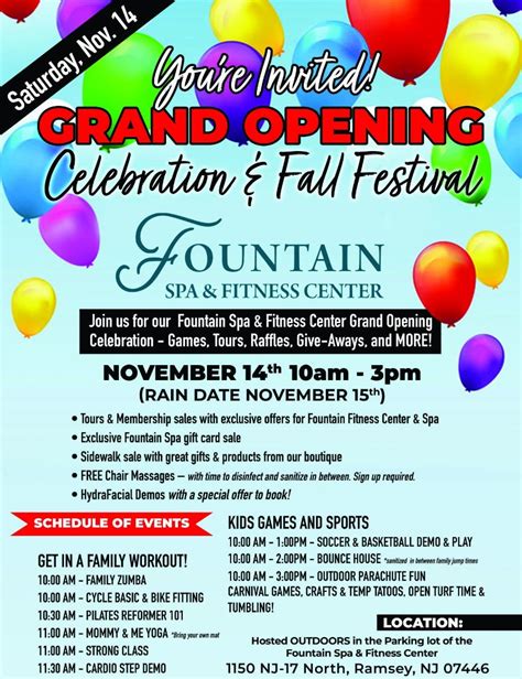 nov  fountain spa fitness center grand opening fall festival
