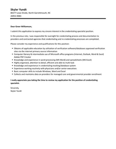 credentialing letter templates