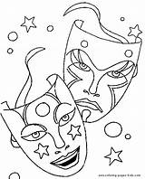 Coloring Pages Drama Comedy Masks Theatre Tragedy Kids Mask Mardi Gras Printable Do Color Mascaras Theater sketch template