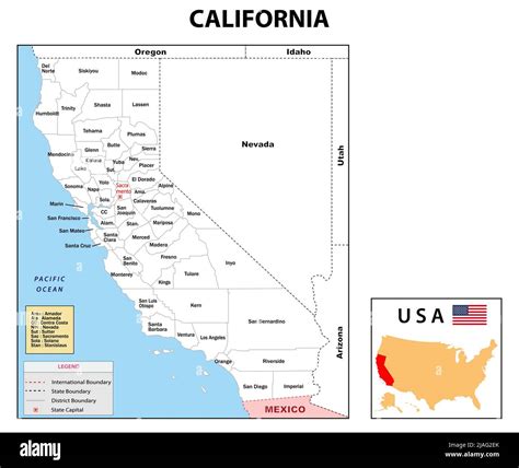 mapa de california mapa del estado y del distrito de california mapa