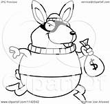 Rabbit Robbing Bank Cartoon Coloring Clipart Outlined Vector Cory Thoman Pages Rzr Royalty Template sketch template