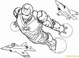 Iron Man Pages Flying Coloring Plane Color Print Avengers sketch template