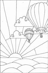 Air Hot Balloon Coloring Vintage Template Balloons sketch template