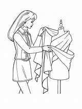 Coloring Pages Dress Designing Barbie Model Fashion Drawing Girl Kids sketch template