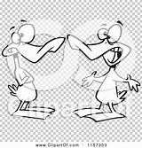 Quacking Ducks Conversation Outlined Coloring Cartoon Vector Toonaday sketch template