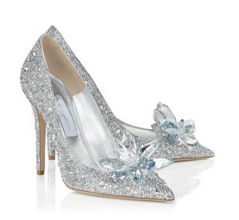 cinderella shoes sexy high heels women pumps silver rhinestone bridal