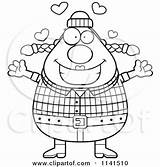 Hug Chubby Wanting Lumberjack Female Happy Clipart Cartoon Cory Thoman Outlined Coloring Vector sketch template