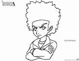 Boondocks Coloring Pages Huey Freeman Printable Lineart Cute Riley Drawing Template Color Print sketch template
