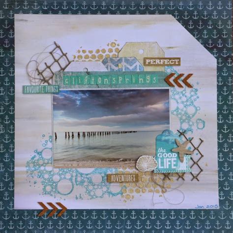 layout created by judith armstrong using kaisercraft sandy toes indigo blu stamp vacation