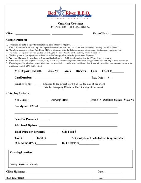 catering contract  printable documents