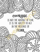 Coloring Book Printable Adult Instant Courage Quote Pdf Fear Absence Abstract Etsy sketch template