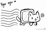 Nyan Cat Pages Coloring Kawaii Printable Template sketch template