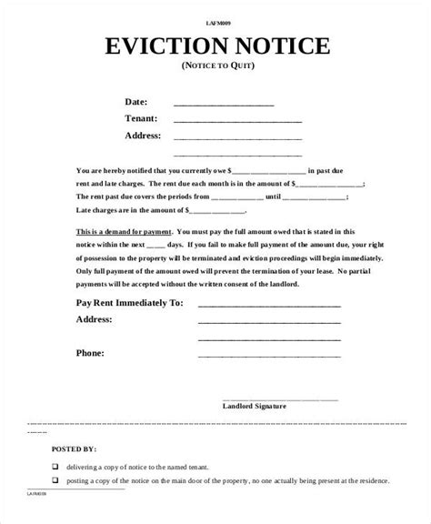 eviction notice templates     word