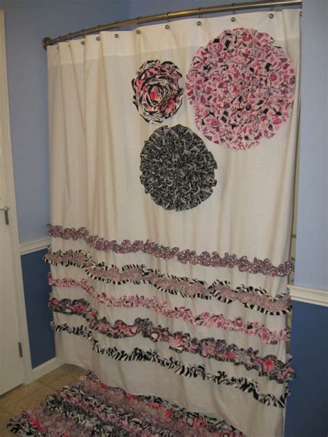 Shower Curtain Custom Designer Fabric Ruffles Flowers Hot