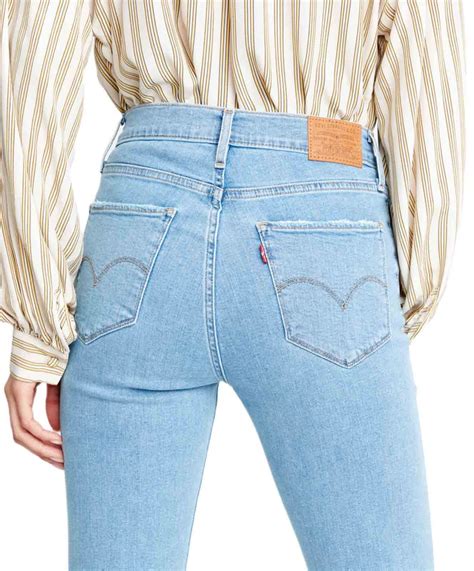 levis damen jeans straight  mit hoher taille  hellblau