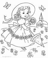 Coloring Pages Easter Spring Dress Old Vintage Fashioned Printable Kids Christmas Book Color Kid Retro Embroidery Girl Countdown Clothes Books sketch template