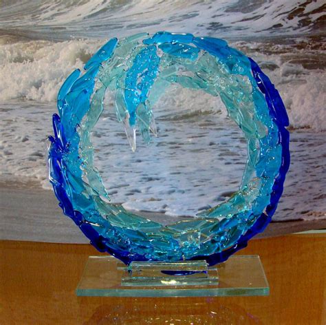 Ocean Wave Fused Glass Sculpture Beach Decor Sea Art Surf Etsy