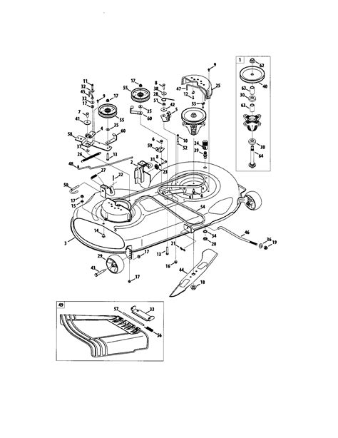 deck diagram parts list  model  craftsman parts riding mower tractor parts