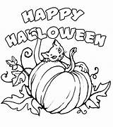 Halloween Print Coloring Pages Happy Signs Colour Kids Printables Colorings Pumpkin Cat sketch template