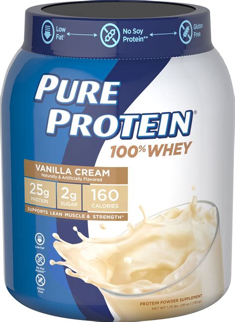 pure protein natural whey protein powder french vanilla 1