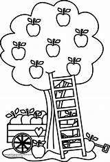 Coloring Apple Tree Pages Clipart Printable Basket Kids Color Clip Fall Print Fruit Library Cliparts Picking Colouring Sheets Trees Book sketch template