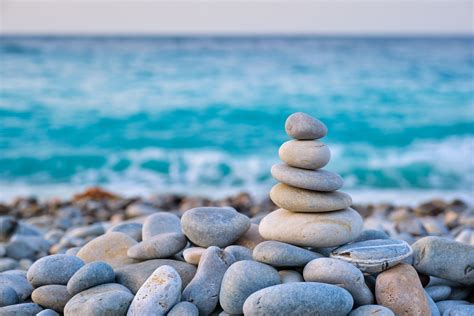 zen balanced stones stack  beach sandie byrne