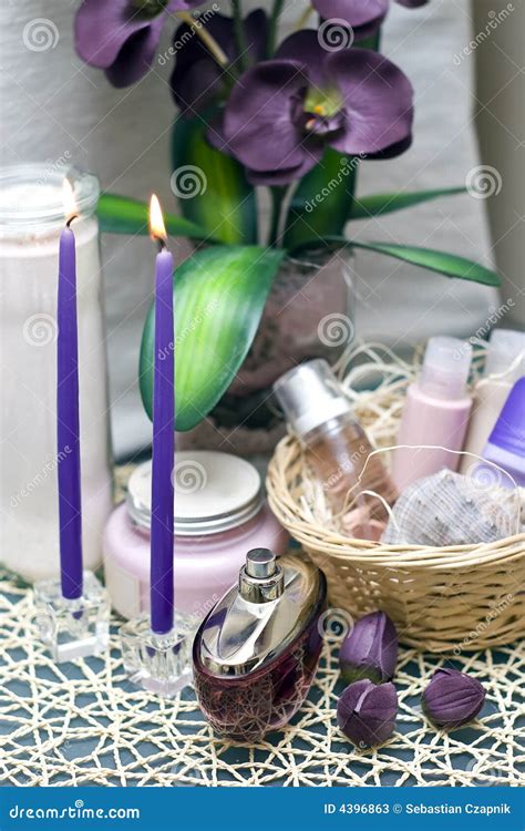 violet spa stock image image  flower comfortable items