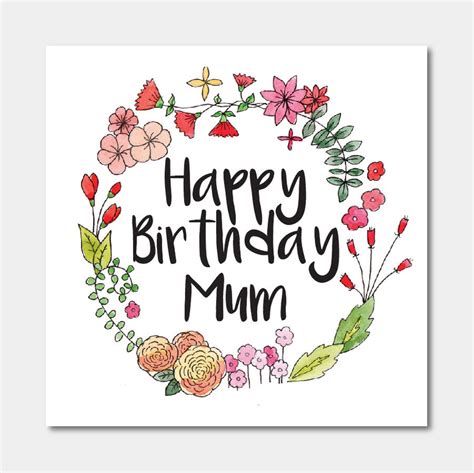 floral happy birthday mum card  ivorymint stationery notonthehighstreetcom