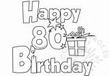 Birthday Happy Coloring 80 Card 80th Pages Cards Printable Grandma sketch template