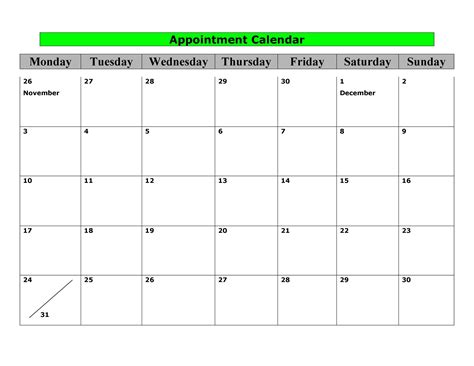 printable appointment calendar template printable templates