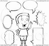 Talk Coloring Boy Cartoon Caucasian Bubbles Clipart Thoman Cory Outlined Vector 2021 sketch template
