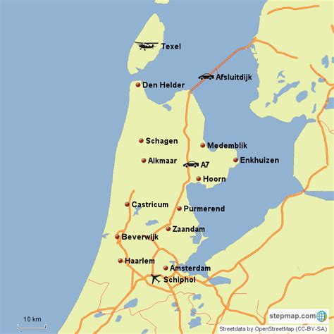 stepmap noord holland landkarte fuer netherlands