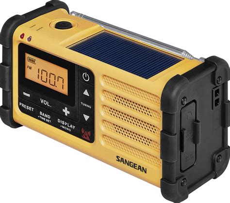 sangean mmr  outdoor radio fm  battery charger torch rechargeable black yellow conradcom